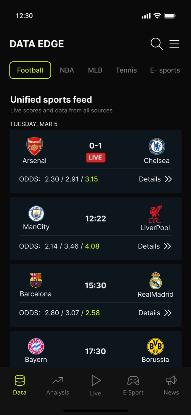 Data Edge — Sports Feed